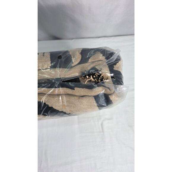 Boho Camel & Black Thick Soft Chenille Couch Cover for 3 Cushion Couches  71x150 - Picture 4 of 5